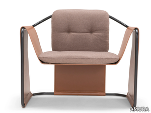 KIMONO - Leather and fabric armchair with armrests _ AMURA