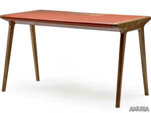 SCRIBA - Rectangular wooden and leather writing desk _ AMURA