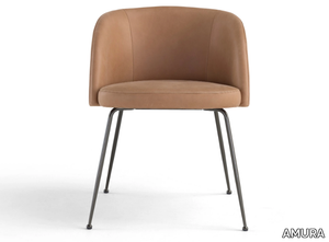 MONNALISA - Leather or fabric chair with armrests and metal legs _ AMURA