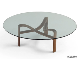 TWISTER - Round wood and glass coffee table _ AMURA