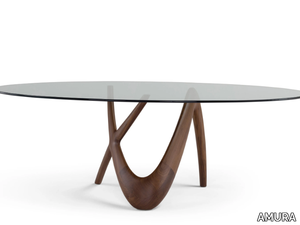 NX - Oval wood and glass table _ AMURA