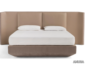 PANIS - Leather double bed with high headboard _ AMURA