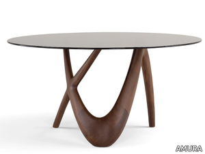 NX - Round wood and glass table _ AMURA