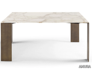 EXILIS - Square marble table with metal sheet base _ AMURA