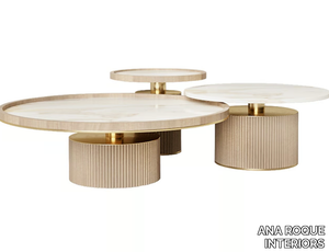 TENOR - Round wooden coffee table with marble top _ ANA ROQUE INTERIORS