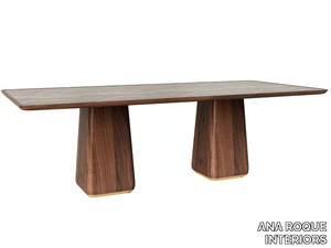 BILLY - Rectangular wooden table with marble top _ ANA ROQUE INTERIORS