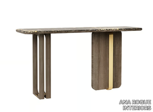 BLOCK - Rectangular wooden console table with marble top _ ANA ROQUE INTERIORS