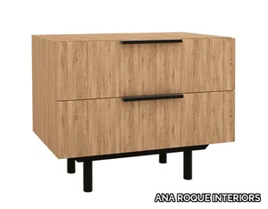 YORK - Rectangular wooden bedside table with drawers _ ANA ROQUE INTERIORS