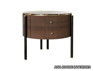 MOONLIGHT - Round wooden bedside table with drawers _ ANA ROQUE INTERIORS