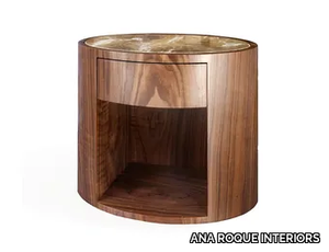 GOA - Oval wooden bedside table with drawers _ ANA ROQUE INTERIORS