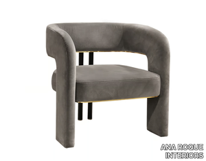 LUC - Velvet easy chair with armrests _ ANA ROQUE INTERIORS