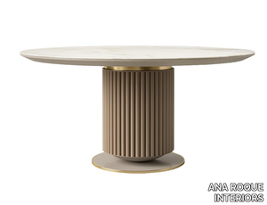 NOAH - Round ceramic table with lacquered wood base _ ANA ROQUE INTERIORS