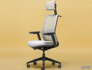 A+S WORK - Fabric office chair with headrest with 5-Spoke base _ ACTIU