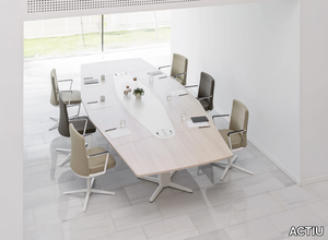 POWER - Height-adjustable rectangular melamine meeting table _ ACTIU