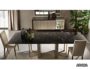 LUCE DARK - Extending rectangular Portoro marble table _ ADORA