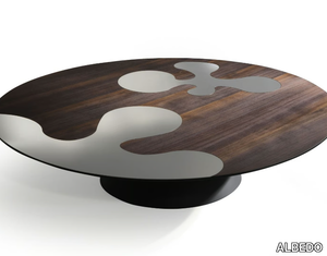 ISOLE - Low round steel and wood coffee table _ ALBEDO