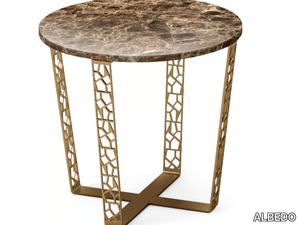 ARABESQUE - Round coffee table in Dark Emperador marble and metal _ ALBEDO