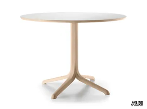 JANTZI - Round oak table with 4-star base _ ALKI