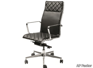 LOUISIANA - Leather office chair with castors with 5-Spoke base _ AP Factor