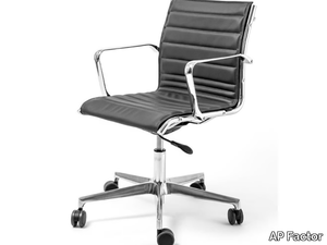 LOUISIANA - Leather office chair with armrests with 5-Spoke base _ AP Factor