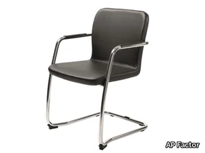 MISSISSIPPI - Cantilever leather reception chair with armrests _ AP Factor