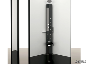 SOLE LEANING - Floor standing shower panel with overhead shower _ ARBLU