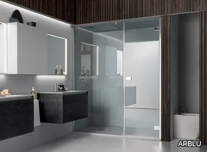 A180 - Niche shower enclosure with asymmetric wing door _ ARBLU