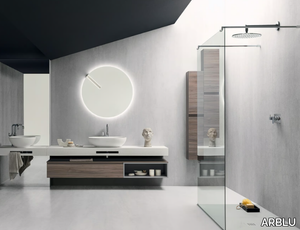 HITO - Wall-mounted wooden vanity unit with integrated washbasin _ ARBLU