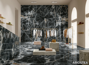 ULTRA ONICI - ONICE NERO - Porcelain stoneware wall/floor slabs with marble effect _ ARIOSTEA