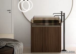 PLISSÉ LEGNO - Floor-standing single wooden vanity unit _ ARTELINEA