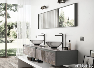 +SKIN - Modular washbasin cabinet in printed glass with marble effec _ ARTELINEA