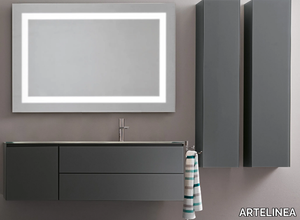 MONOLITE 18 - Vanity unit in enamelled crystal with door and drawers _ ARTELINEA