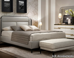 DILAN - Leather double bed with upholstered headboard _ A.R. Arredamenti