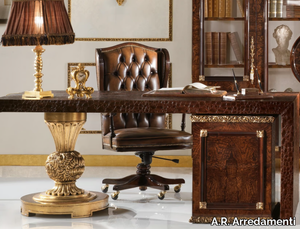 GRAND ROYAL - Rectangular Imitation leather writing desk with drawers _ A.R. Arredamenti