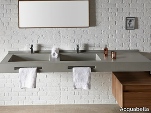 INFINITY 2 - Rectangular Akron© washbasin with towel rail _ Acquabella