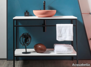 INTEGRA - Freestanding washbasin unit in Akron © and metal _ Acquabella