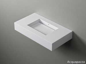 KUBE45 SLIDE - Wall-mounted Corian® washbasin with integrated countertop _ Acquapazza