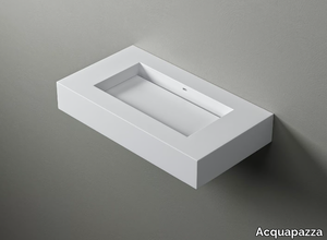 KUBE60 SLIDE - Wall-mounted Corian® washbasin with integrated countertop _ Acquapazza