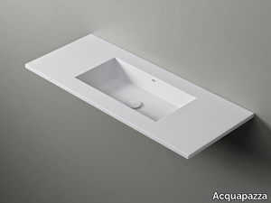 KUBE60 - Rectangular Corian® washbasin with integrated countertop _ Acquapazza