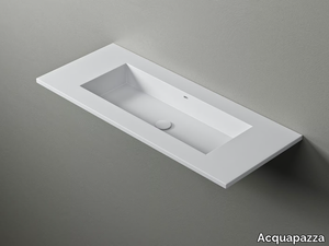 KUBE80 SLIDE - Rectangular Corian® washbasin with integrated countertop _ Acquapazza