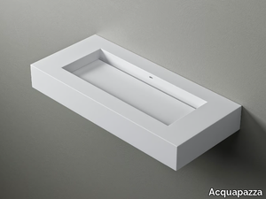 KUBE80 SLIDE - Wall-mounted Corian® washbasin with integrated countertop _ Acquapazza