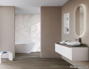 PLAY PLISSÉ - Wall-mounted vanity unit with mirror _ Acquapazza