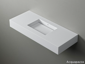 ROUNDED45 SLIDE - Wall-mounted Corian® washbasin with integrated countertop _ Acquapazza