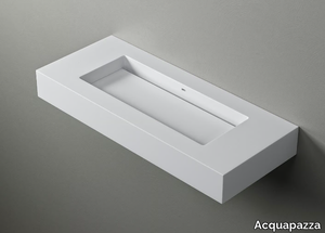 ROUNDED80 SLIDE - Wall-mounted Corian® washbasin with integrated countertop _ Acquapazza