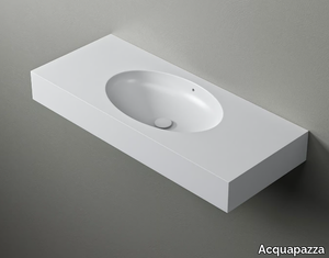 STONE - Wall-mounted Corian® washbasin with integrated countertop _ Acquapazza