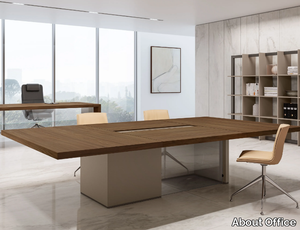 MAGNUM - Rectangular wooden meeting table with electrical outlets _ About Office