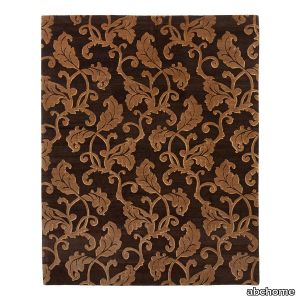 Brown Modern Tibetan Wool Silk Blend Rug