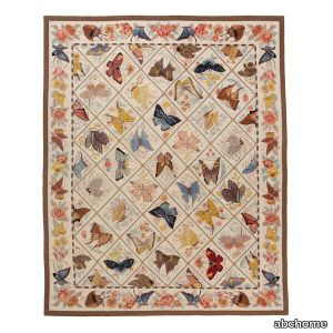 Multicolored Flatweave Butterly Motif Rug