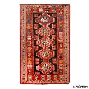 Red Vintage Flatweave Wool Kilim