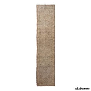 Beige Vintage Traditional Anatolian Wool Runner